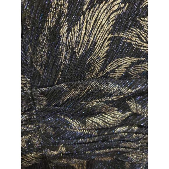 Betsy & Adam Women's One-Shoulder Metallic Floral Gown Blue Size 12 - Picture 13 of 14